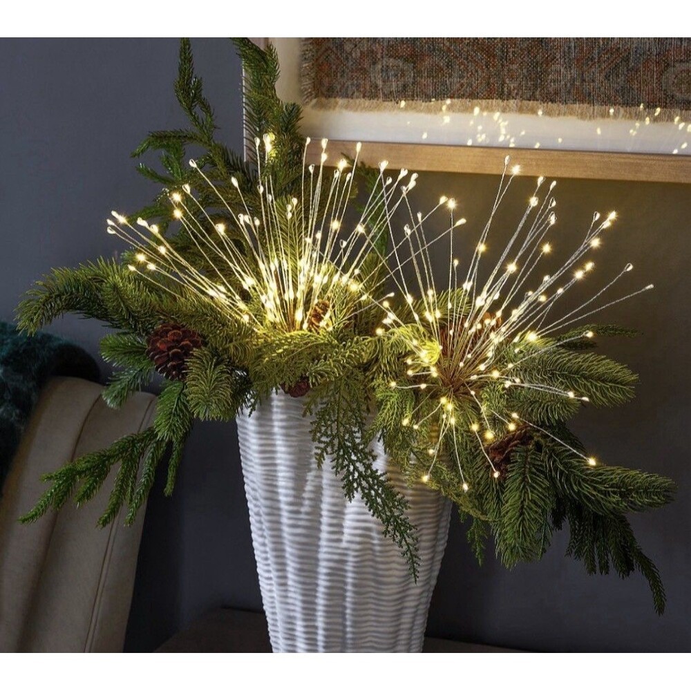 Bethlehem Lights Silver Wire Starbursts (2-Pack) with Remote - Warm White